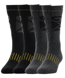 CATERPILLAR BEST SELLERS 4 Pack Mens CAT Logo Full Cushion Boot Crew